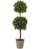 Nearly Natural 6' Double Ball Topiary Artificial Tree in European Barrel Planter