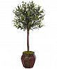 Nearly Natural 4.5' Olive Topiary Artificial Tree in Weave-Panel Planter