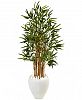 Nearly Natural 4' Bamboo Artificial Tree in White Oval Planter