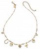 kate spade new york Gold-Tone Crystal & Imitation Pearl Charm Necklace, 16" + 3" extender