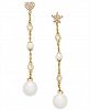 kate spade new york Gold-Tone Crystal & Imitation Pearl Mismatch Linear Drop Earrings
