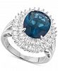 Cubic Zirconia Simulated London Blue Topaz Baguette Statement Ring in Sterling Silver
