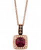 Le Vian Chocolatier Raspberry Rhodolite Garnet (9/10 ct. t. w. ) and Diamond (1/8 ct. t. w. ) Pendant Necklace in 14k Rose Gold