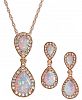 2-Pc. Set Lab-Created Opal (2-1/6 ct. t. w. ) & White Sapphire (5/8 ct. t. w. ) Pendant Necklace & Matching Drop Earrings in 14k Rose Gold-Plated Sterling Silver