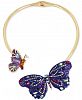 Betsey Johnson Gold-Tone Glittery Stone Butterfly 16" Collar Necklace