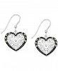 Marcasite & Crystal Openwork Heart Drop Earrings in Fine Silver-Plate