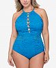 Profile by Gottex Plus Size Shalimar Crochet High-Neck Tummy Control One-Piece Swimsuit Women's Swimsuit