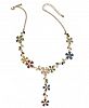 I. n. c. Gold-Tone Multi-Stone Flower Lariat Necklace, 18" + 3" extender, Created for Macy's