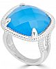 Blue Agate Twist Frame Statement Ring in Sterling Silver