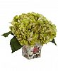 Nearly Natural Green Hydrangea Artificial Arrangement with Floral Planter