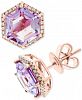Effy Amethyst (3-3/8 ct. t. w. ) & Diamond (1/6 ct. t. w. ) Stud Earrings in 14k Rose Gold