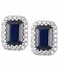 Sapphire (1-1/4 ct. t. w. ) & Diamond (1/10 ct. t. w. ) Stud Earrings in 14k White Gold