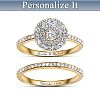 Golden Personalized Diamond Women's Bridal Ring Set