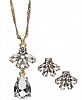 Charter Club Gold-Tone Crystal Pendant Necklace & Stud Earrings Set, 17" + 2" extender, Created for Macy's