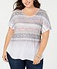 Style & Co Plus Size Mixed-Print T-Shirt, Created for Macy's