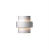 CER-2215W-HMPW - Justice Design - Large Step Outdoor Sconce Hammered Pewter Finish (Textured Faux)Textured Faux - Ceramic