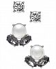 Charter Club Silver-Tone 2-Pc. Set Imitation Pearl & Stone and Crystal Stud Earrings, Created for Macy's