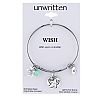 Unwritten Wish Upon a Starfish Charm and Amazonite (8mm) Bangle Bracelet in Stainless Steel with Silver Plated Charms