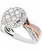 Diamond Two-Tone Halo Cluster Engagement Ring in 14k (1-1/2 ct. t. w. ) White & Rose Gold