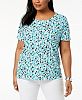 Jm Collection Plus Size Printed Gel-Dot T-Shirt, Created for Macy's