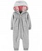 Carter's Baby Girls Heathered Hooded 1-Pc. Jumpsuit