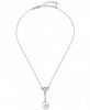 Majorica Sterling Silver Pave & Imitation Pearl Pendant Necklace, 16-1/2"+ 2" extender