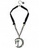 Betsey Johnson Hematite-Tone Crystal Moon & Stars Velvet Ribbon Pendant Necklace, 20" + 3" extender