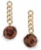 I. n. c. Gold-Tone Chain & Faux Fur Ball Drop Earrings, Created for Macy's
