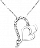 Diamond Double Heart 18" Pendant Necklace (1/10 ct. t. w. ) in Sterling Silver