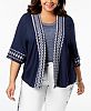 Style & Co Plus Size Embroidered Fringed Kimono, Created for Macy's