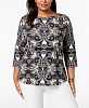 Charter Club Plus Size Cotton Printed T-Shirt, Created for Macy's