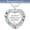 Necklace: My Heart Belongs To My Grandkids Personalized Birthstone Pendant Necklace