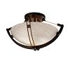 FSN-9710-35-DROP-DBRZ-LED-2000 - Justice Design - 14 Semi-Flush Bowl w/ Crossbar DROP: Droplet Glass Shade Dark Bronze FinishRound Bowl - Fusion-Crossbar