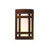 CER-5490W-HMPW-PL1-LED-9W - Justice Design - Large Craftsman Window Closed Top Outdoor - ADA Sconce Hammered Pewter Finish (Textured Faux)Textured Faux - Ambiance