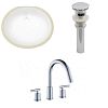 AI-13239 - American Imaginations - 19.5 Inch Oval Undermount Sink Set with 3H8-in. Faucet and Overflow Drain IncludedChrome/White Finish -