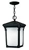 1352MB - Hinkley Lighting - Stratford - One Light Outdoor Hanging Lantern Museum Black Finish with White Linen Glass Panels - Stratford