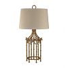 D2864 - Elk-Home - Bamboo Birdcage - One Light Table LampGold Leaf Finish with Off-White Textured Linen Shade - Bamboo Birdcage