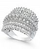 Cubic Zirconia Multi-Row Cluster Statement Ring in Sterling Silver