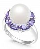 Cultured White Freshwater Pearl (10mm) & Tanzanite (2 ct. t. w. ) Ring in Sterling Silver