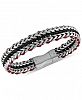 Esquire Men's Jewelry Interwoven Cord Link Bracelet in Stainless Steel, Created for Macy's