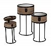 281-BEL-813458 - Bailey Street Home - Sunnyside Chase - 31-inch Box/Bin/Basket with Stacking Boxes On Stands (Set of 3)Linen/Chocolate/Black Finish - Sunnyside Chase
