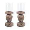 2499-BEL-3380115 - Bailey Street Home - Catherine Dell - 15.5-inch Pillar Holder (Set of 2)Ashwood/Clear Finish - Catherine Dell
