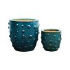 2499-BEL-3378575 - Bailey Street Home - Tenby Ridings - 8-inch Pots (Set of 2)Cyan Waters Finish - Tenby Ridings