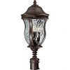 KP-5-301-40 - Savoy House - Monticello - Three Light Outdoor Post Lantern Walnut Patina Finish with Clear Watered Glass - Monticello