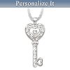 My Granddaughter, Believe In Yourself Personalized Key-Shaped Diamond Pendant Necklace
