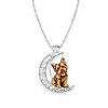 I Love My Yorkie To The Moon And Back Women's Crescent-Shaped Pendant Necklace