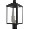 20592-04 - Livex Lighting - Nyack - Three Light Outdoor Post Top Lantern Black/Brushed Nickel Finish with Clear Glass - Nyack