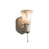 CER-7151-WHT-GBOV-NCKL - Justice Design - American Classics - Chateau Single-Arm with Uplight Glass Shade Wall Sconce Brushed Nickel E26 Medium Base IncandescentChoose Your Options - American ClassicsG��