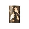 CER-7475W-HMCP - Justice Design - Ambiance - Large Oak Leaves Open Top and Bottom Outdoor Wall Sconce Hammered Copper E26 Medium Base IncandescentChoose Your Options - AmbianceG��