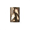 CER-7465W-HMPW - Justice Design - Ambiance - Small Oak Leaves Open Top and Bottom Outdoor Wall Sconce Hammered Pewter E26 Medium Base IncandescentChoose Your Options - AmbianceG��